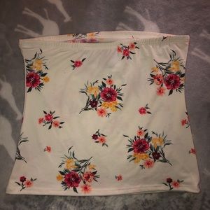 Floral strapless tank top